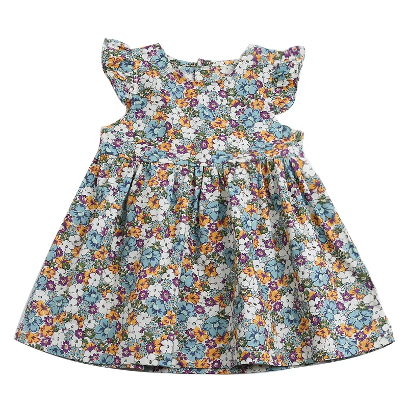 DRM72004QZ7703 Новое поступление летнее платье для девочек детское платье с принтом красивое цветочное детское платье готов к отправке