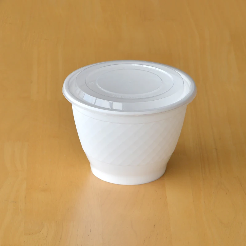 360ml White Leakproof PP Disposable Plastic Bowl With Lid Square Grid