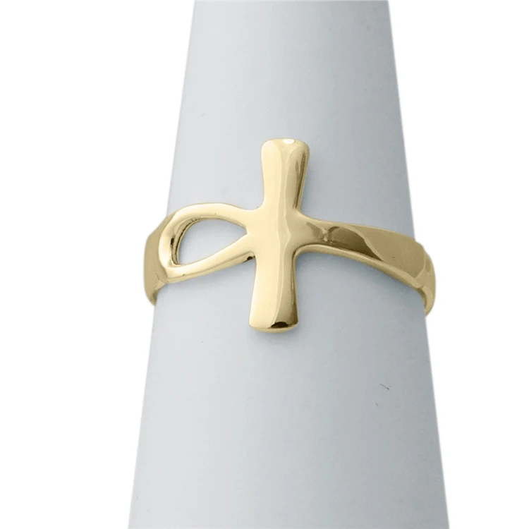 925 sterling silver gold plated Egyptian cross ankh ring wholesale