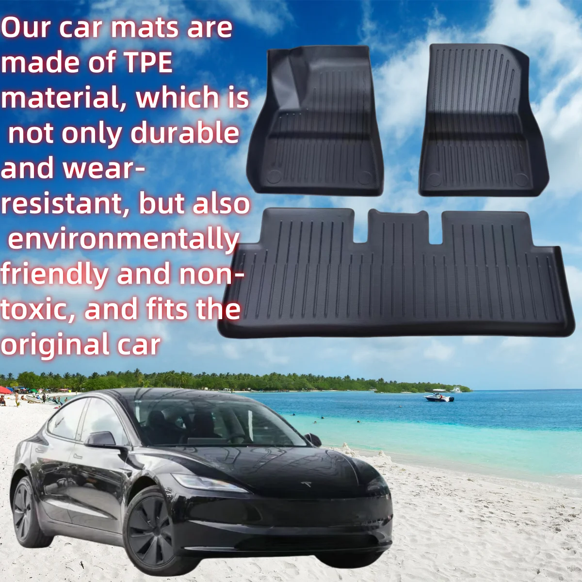 2024 Custom Fit For Tesla Interior Accessories Car Mats Car Foot Mat For Tesla Model 3 All Weather 3D TPE Car Floor Mats
