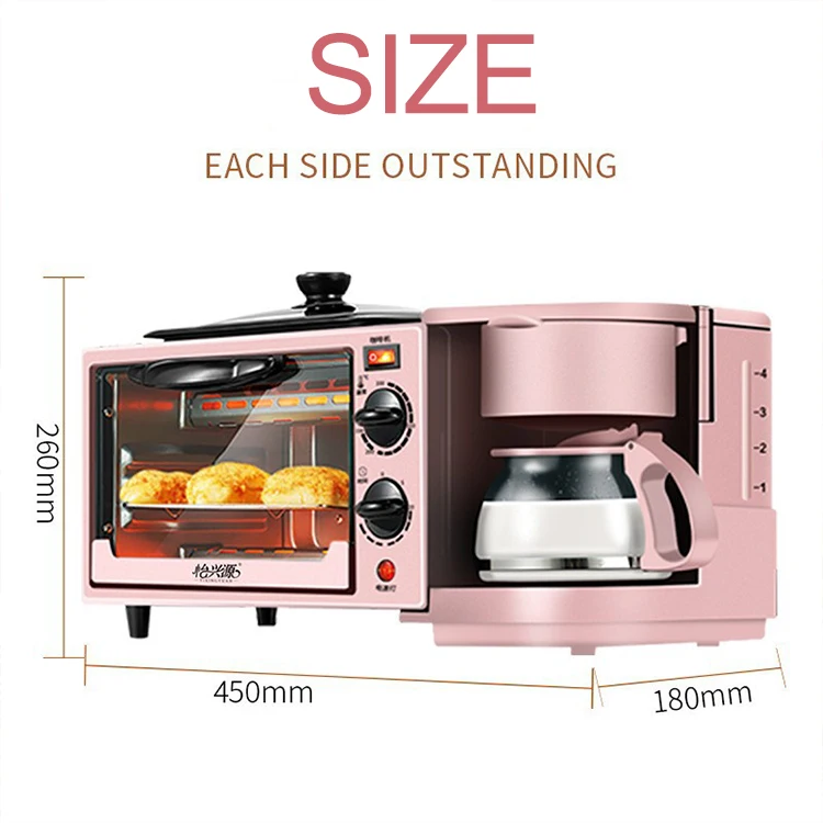 110v 220v in put voltage pink color Multifunctional 3 in 1 Electric Breakfast maker Machine OEM Customized