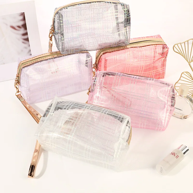Custom Promotional Cosmetic Bag Waterproof Clear Pvc Cosmetic Bag with Handle