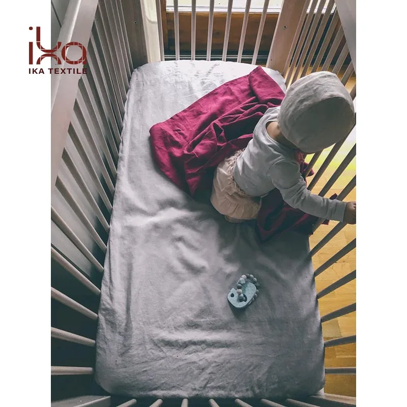 Pure Supernatural Linen Cot Cradle kid Toddler Baby Crib Pillow Case Duvet Cover Fitted Sheet Bedding Set