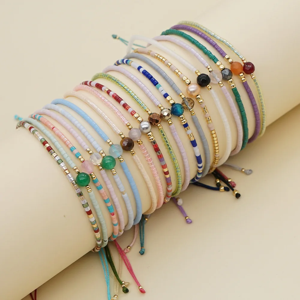 High Quality Handmade Adjustable Rope Bracelet Lucky Stone Miyuki Bracelet for Women Men