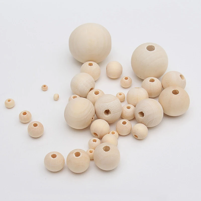 Wholesale Wood Beads Natural Unfinished Round Wooden Loose Beads Wood Spacer Beads for Craft Making Decorations and DIY Crafts
