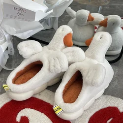 White ducks Slippers Fashion Fluffy Winter Warm Slippers Female Cartoon Animals Plush Home Indoor Slipper Shoes