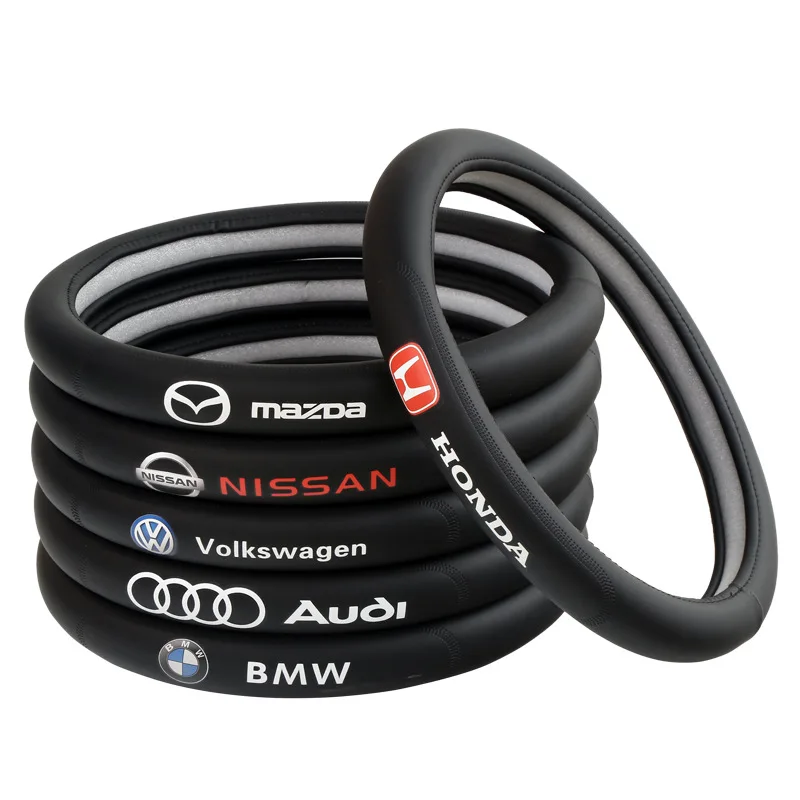 Car accessories for bmw custom logo steering wheel covers sports steering wheel cover leather steering wheel cover with car logo