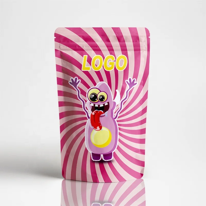 Customized Printed Plastic Bags Middle Seal Flat Mini Candy Sachet Bag Biscuit Packaging Edibles Chocolate Plastic Food Pouch