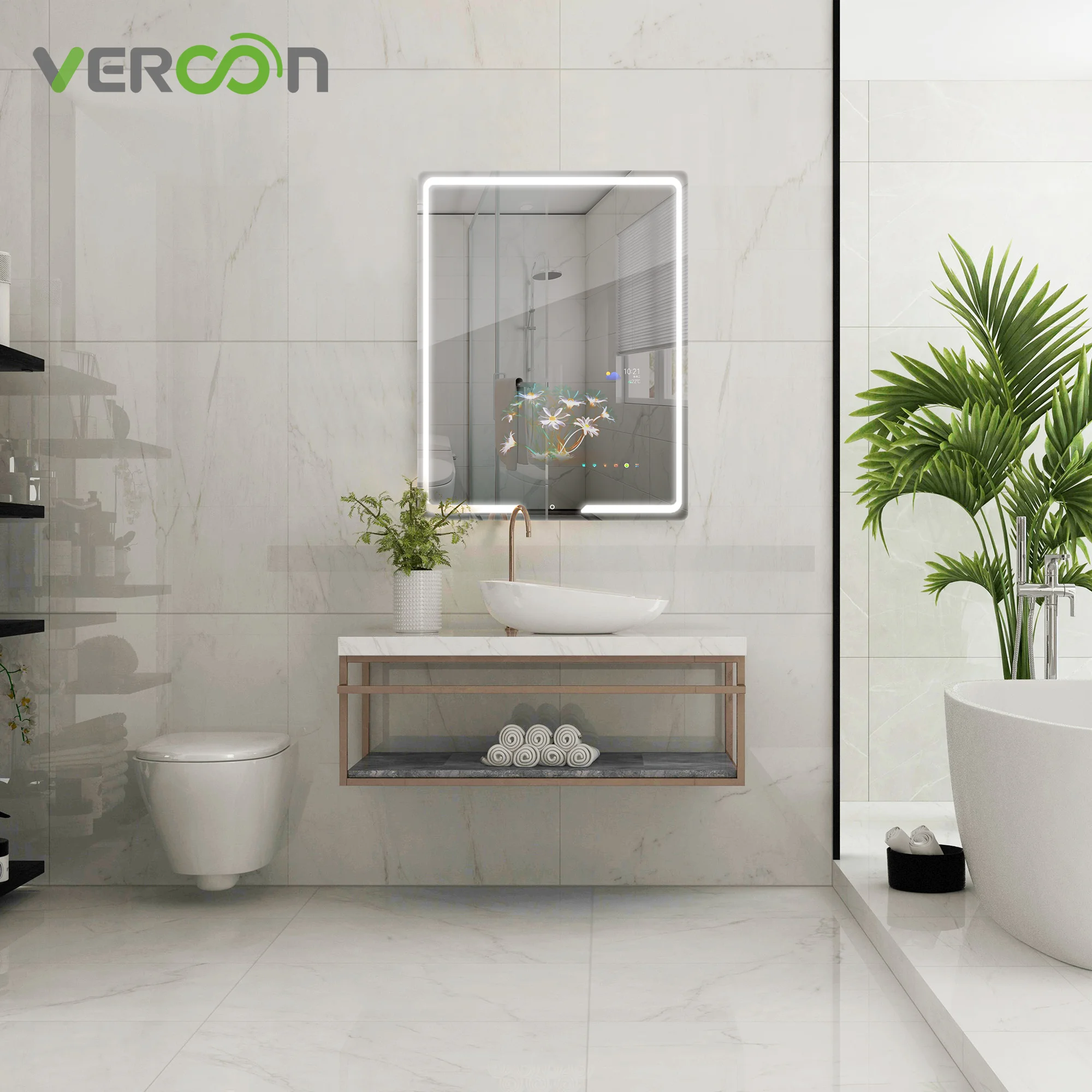 2024 Vercon hot well developed touch screen smart mirror tv display smart mirror magic intelligent mirrors with wifi