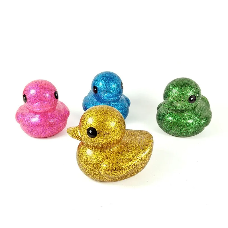 New Arrival PVC Rubber Duck Shower Toy Cute Glitter Floating Bath Toy for Kids and Babies Animal Style Boat