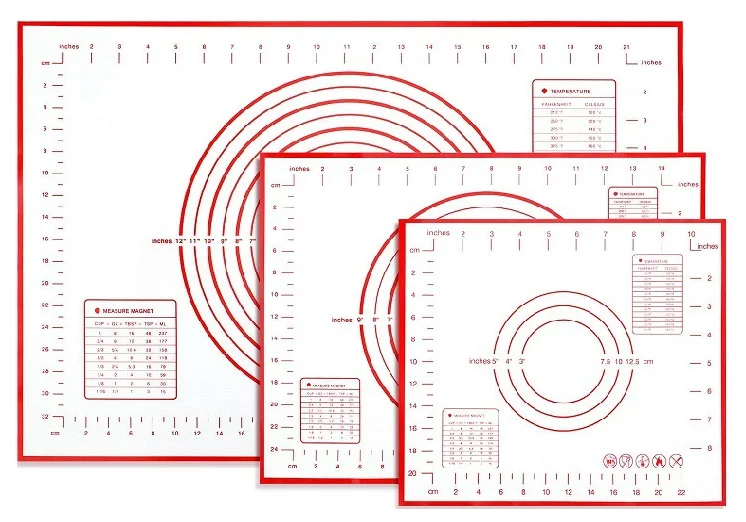 Top Seller Non-Slip Cooking Tools Silicone Baking Pastry Mat With Measurement For Dough Rolling