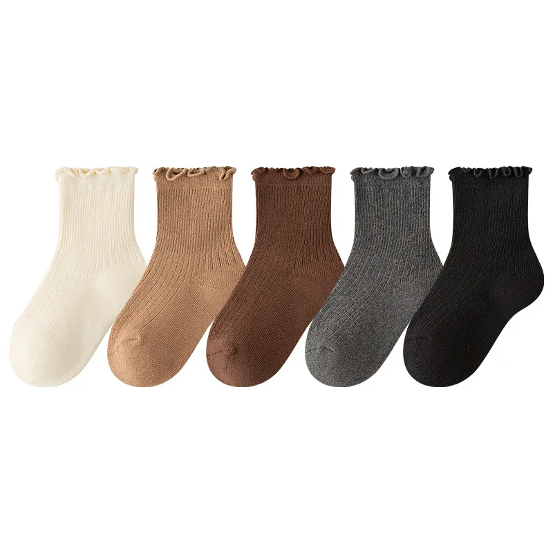 Winter Thick Loop Towel Kids Socks For Girl Boy Cotton Socks  With Weave Edge Korea Style Socks Mono Color