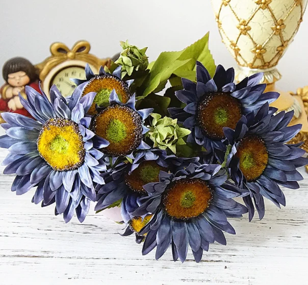 European style High quality artificial sunflower bouquet artificial silk sunflowers for wedding