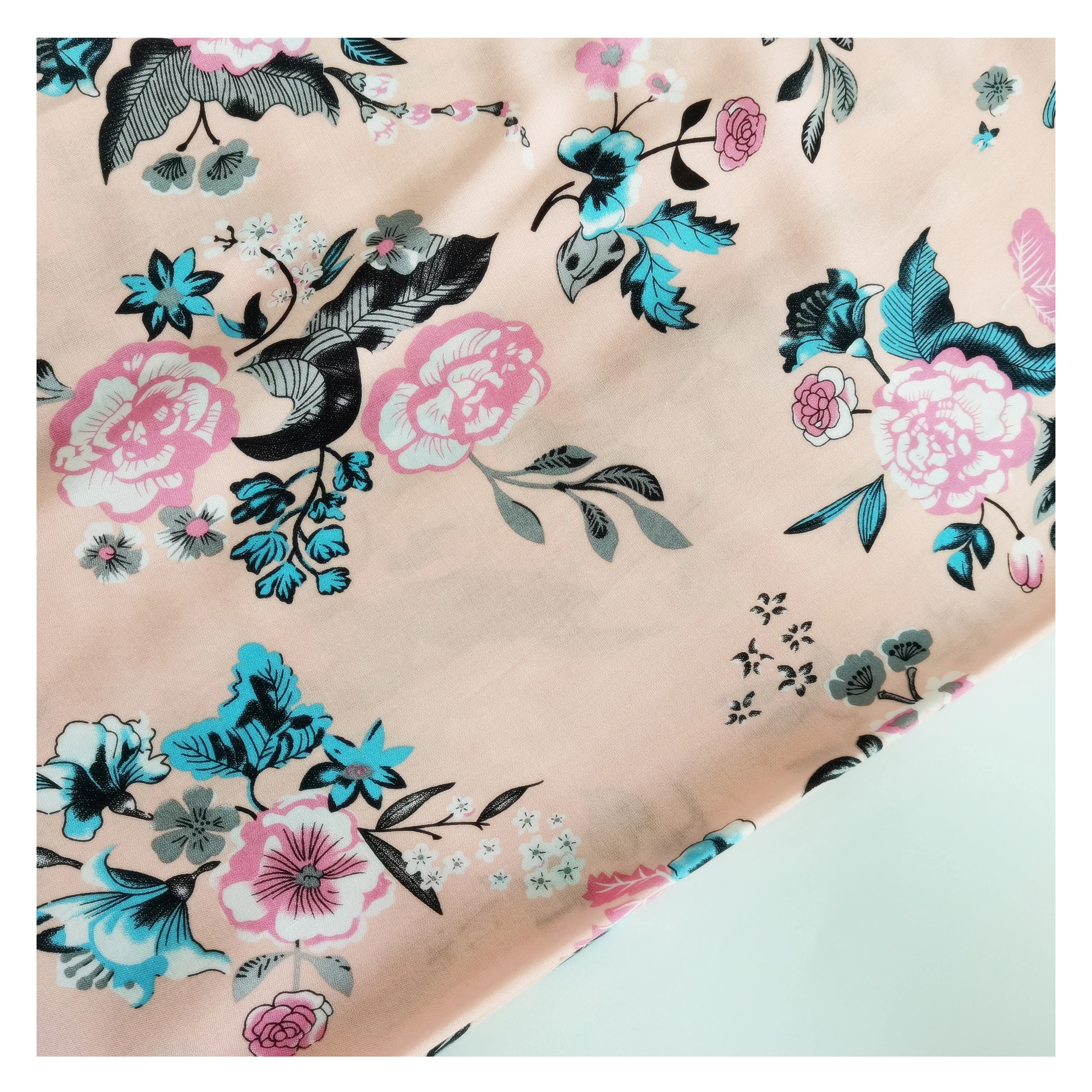 Stock Lot Good Quality Hawaiian Viscose Challis Floral 100% Rayon Digital Printed Viscose Sunflower Fabric For Dress