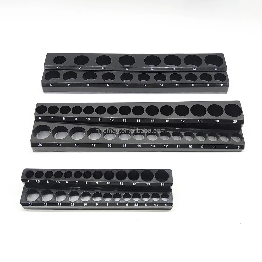 1/4 3/8 1/2inch SAE and Metric Multi-Drive Magnetic Socket Tool Tray Organizer with Double Rows