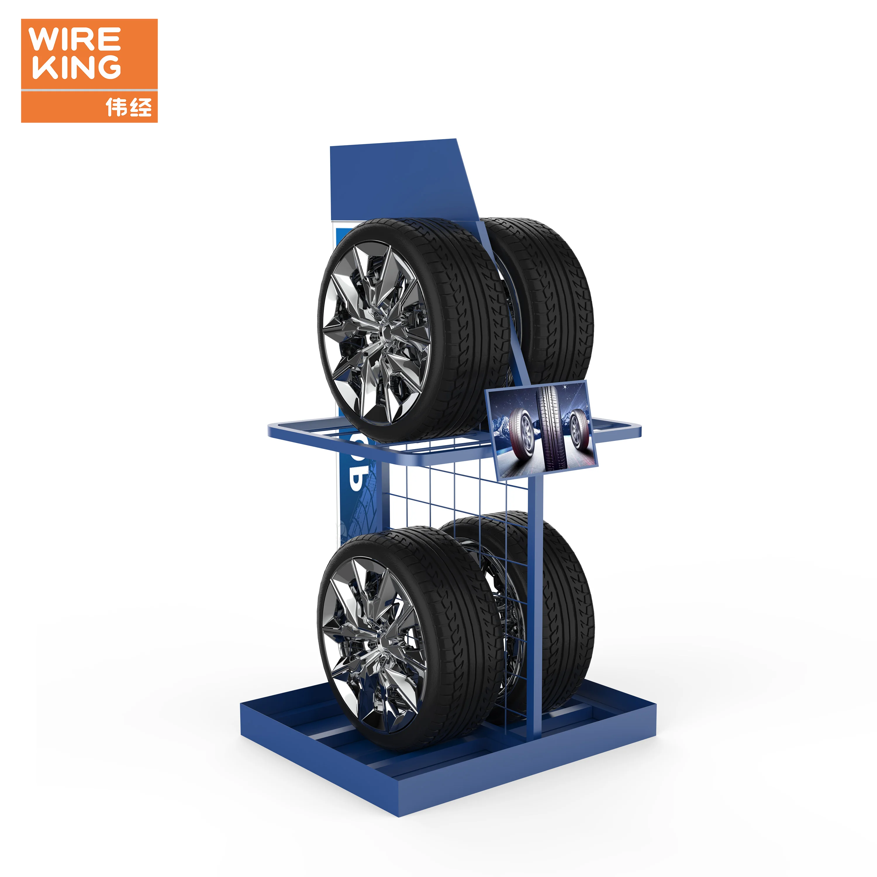 Customized Car Battery Wiper Lubricant Rim Tyre Tire Metal Wheels Motor Engine Oil Shelf Display Rack