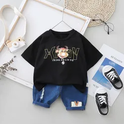 Летняя мультяшная хлопковая детская одежда, комплекты одежды для мальчиков, Детские комплекты одежды из 2 предметов
