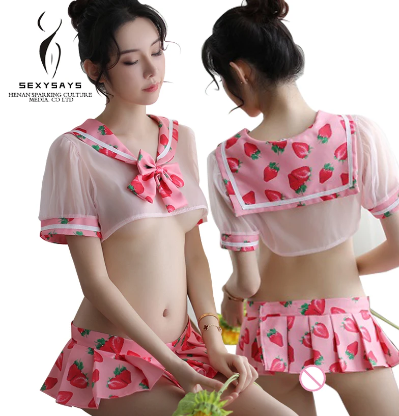 В китайском стиле милые девушки через сексуальное нижнее белье эротическое Студенческие костюмы прозрачный розовый сексуальное женское белье, косплей, костюм