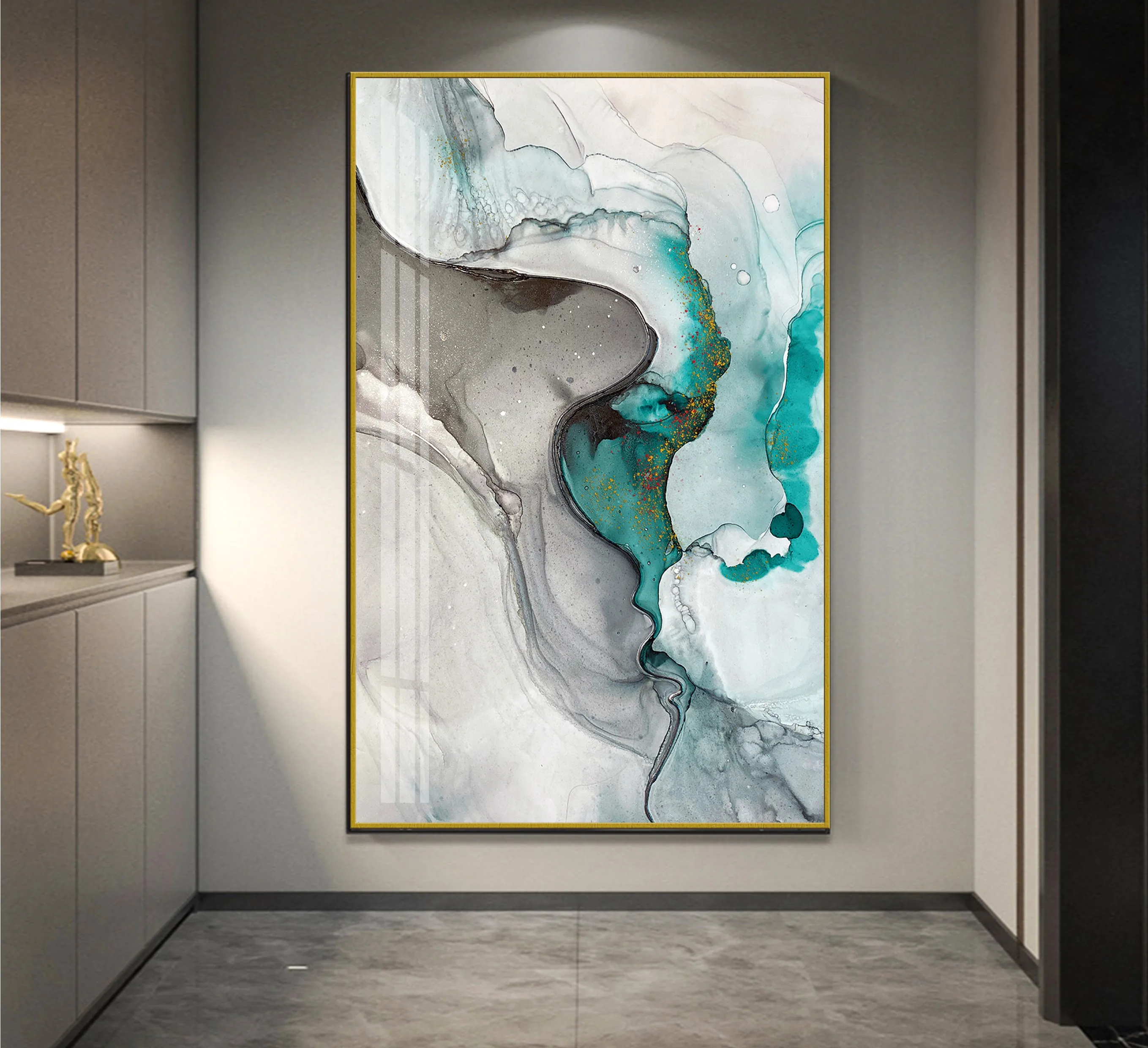 Factory Custom Glass Prints Simple Abstract Style  Nordic Luxury Home Decor Wall Art Picture Crystal porcelain painting