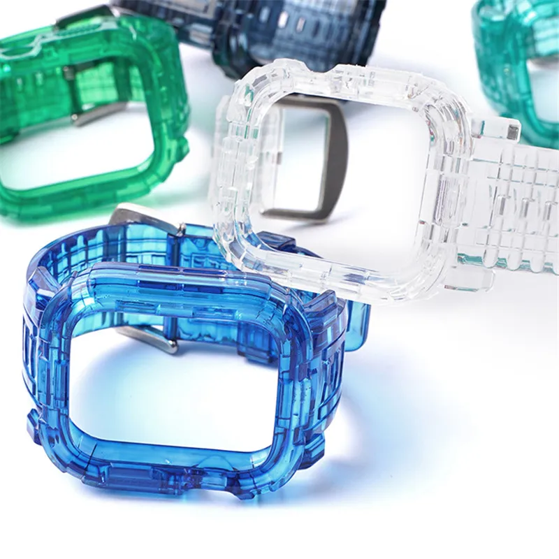 Ремешок резиновый спортивный для наручных часов, прозрачный браслет на весь корпус для Apple Watch SE 6 5 4 3 2 1 38 мм 40 мм 42 мм 44 мм, 2020