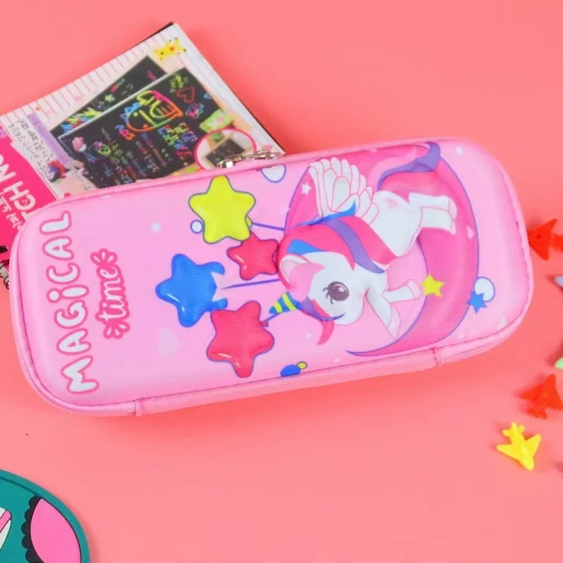 Factory Price Custom Design EVA Zipper Cartoon Design Printed Pattern Rectangular Pencil Bag Pencil Case