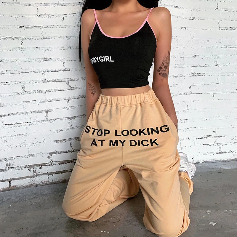 Rummandy Women Letter Printed Casual Sweatpants Street wear Casual Loose pants women trousers Casual pants Joggers women