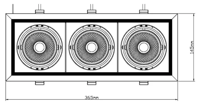 AR70 Recessed Triple Heads LED Grille Light 12W Ceiling Lights for Residential