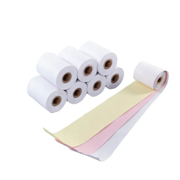 55gsm 76*70mm Carbonless Paper Small Roll With Blue