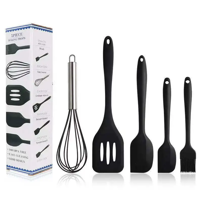 Silicone Cookware 5 Piece Baking Cookware Full set of Silicone Cookware Spade, Brush, Egg Beater, Cooking Kit