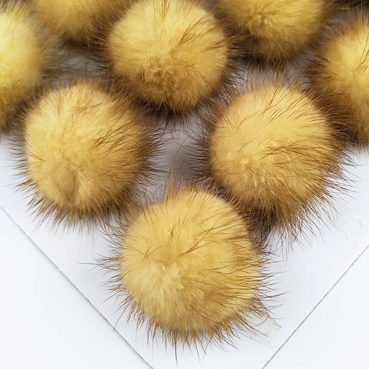 Wholesale factory quality mink fur pom poms spiky hairs mink fur balls 100% real mink fur pompons