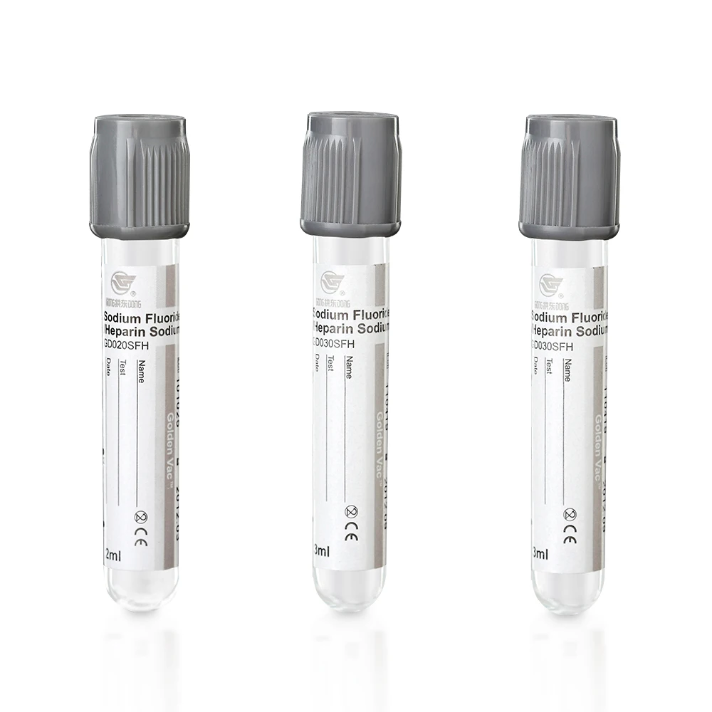 Medical Disposable Sterilized Glucose Tube Vacuum Blood Collection Tube Grey Color Fluoride Tube