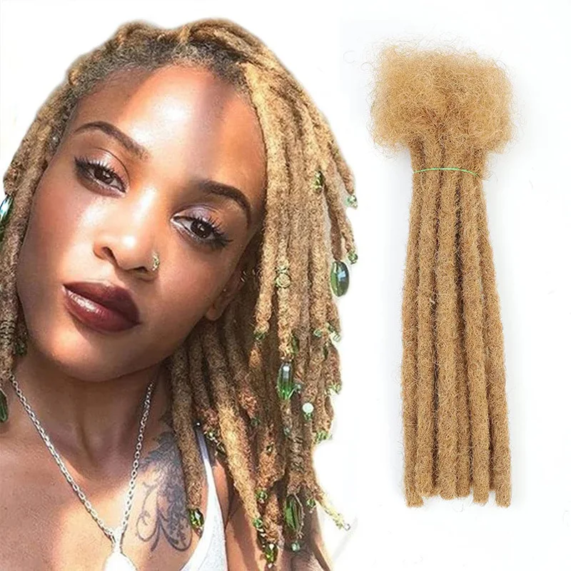 Wholesale  Human Dreadlocks Hair Extensions Handmade Soft Faux Locs Crochet Braid For African Men Women And Kids Heymidea