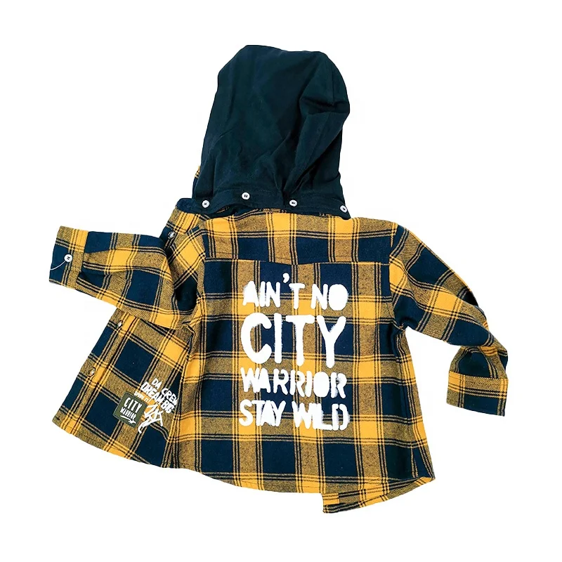 
Custom Printing High Quality Boy Clothes Kid Long Sleeve shirts Cotton Hoodie Boys Plaid Shirts 