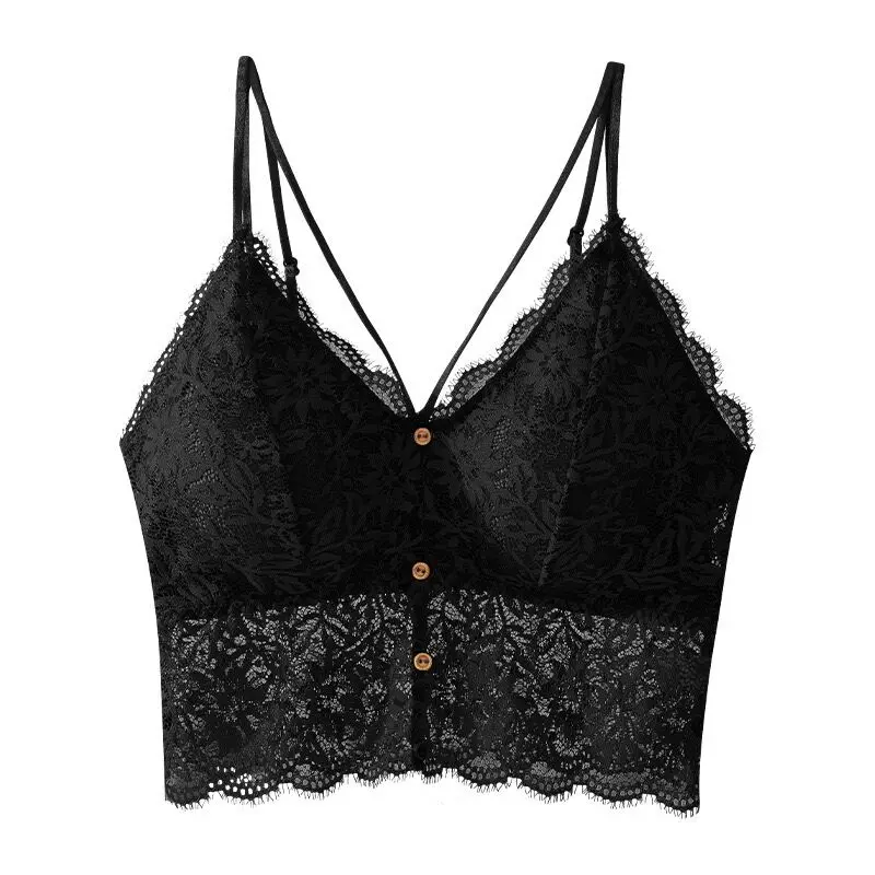 
Summer girls bralette top strapless short beautiful back Cup vest tube top Wireless Bra large v-neck women lace chest wrap 