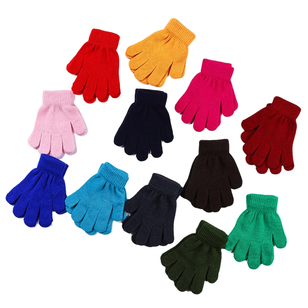 Wholesales Boys Girls Ski Cycling Travel Warm Gloves Toddler Kids Baby Winter Knitted Acrylic Gloves