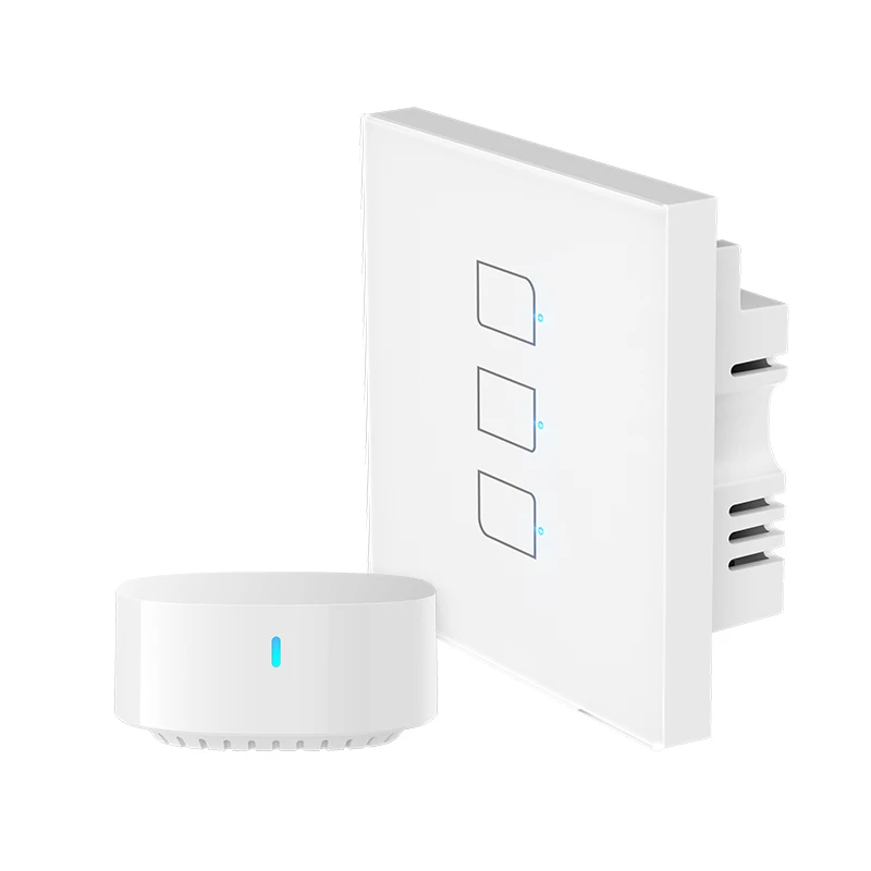 Whosale High Quality Broadlink 3 Gang 2 Way Feedback Wall Switch With Single Live Wire UK Wifi Smart Light Switch
