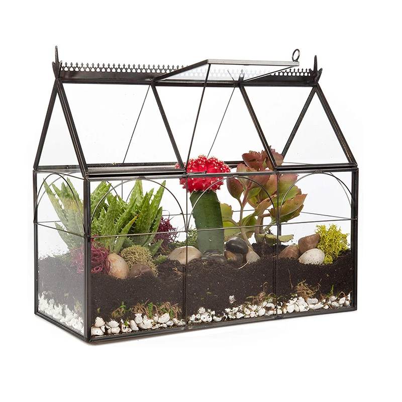 Create Your own Flower Decor Glass Terrarium Geometric DIY Succulent Air Plant Hinged Greenhouse Shaped Glass Terrarium