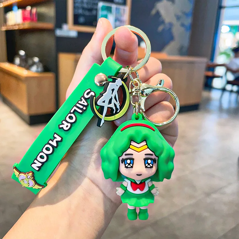New Cartoon Anime 3D PVC Key Chain Ring Schoolbag Pendant Beauty Girl Sailors Moon Keychain