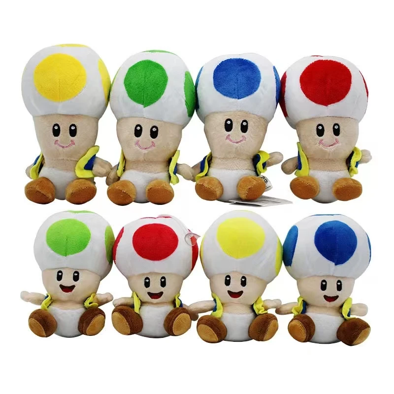 Factory sales 17cm Mario doll  Super Mario Plush Toy Toad Plush Toy 4 Color Mushroom Head