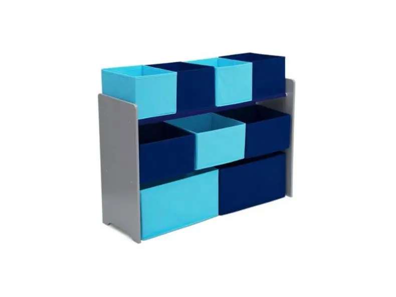 Children baby wood kids toy storage organizer with fabric box bin