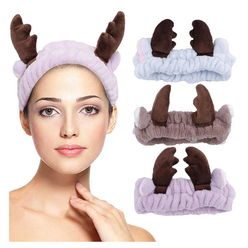 Korean custom new velvet cute girls cat ear hair band spa wash face makeup fluffy antlers head band turban headband for women