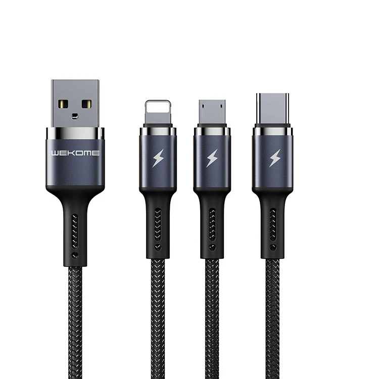 Usb-кабель WK в нейлоновой оплетке, 1 м, 3 А, кабель для быстрой зарядки для iPhone, Android