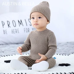 AustinBella/wholesale boutique kint baby boy sweater sets knitted clothing knitting designs infant toddler baby winter clothes
