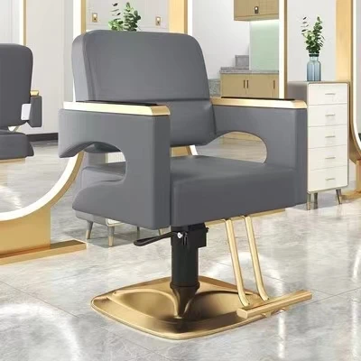 High-End Stainless Steel Black Metal Barber Chair Rotating Lifting Armchair for Beauty Hair Salon Living Room Dining Outdoor Use