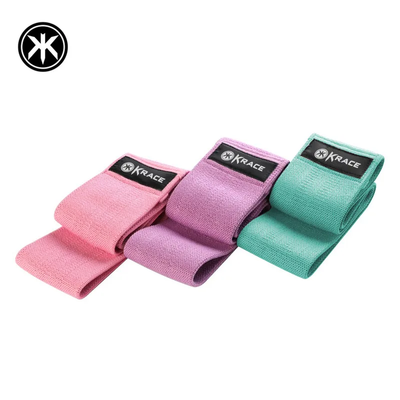 Krace 2020 wholesale Gym Training Pink Exercise fitness  workout elastic hip yoga rubber Resistance loop Band Sets