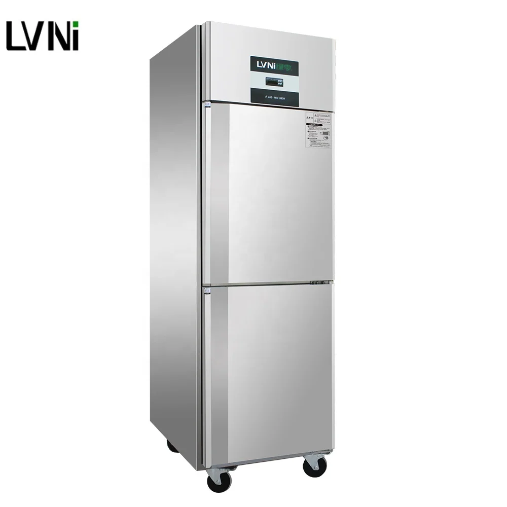 Commercial Kitchen 2 Door Vertical Stainless Steel Freezer Stand Up Freezer Upright Top Freezer For Kitchen