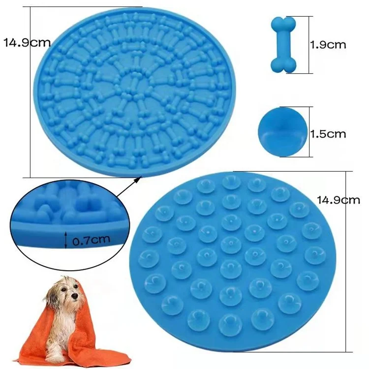 Wholesale Dog Bowls Silicone Slow Food Feeder Bath Toys Pet Washing Distraction Licking Mat Dog Lick Pad With Suction