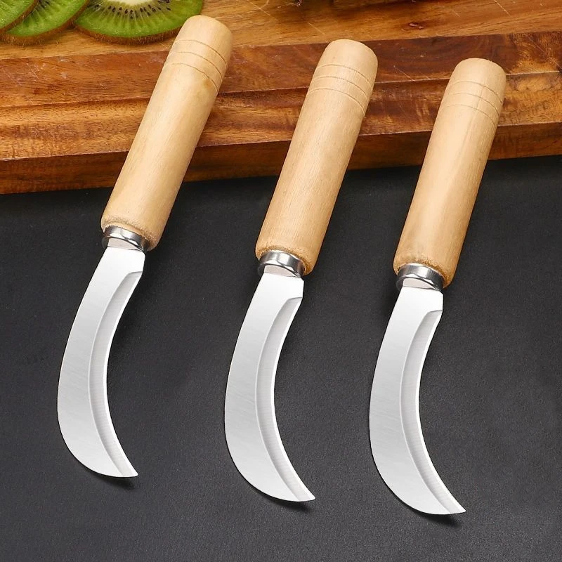 Banana Knife with 5-Inch Straight Steel Blade 3 Inch Harvest Knife with Wooden Handle