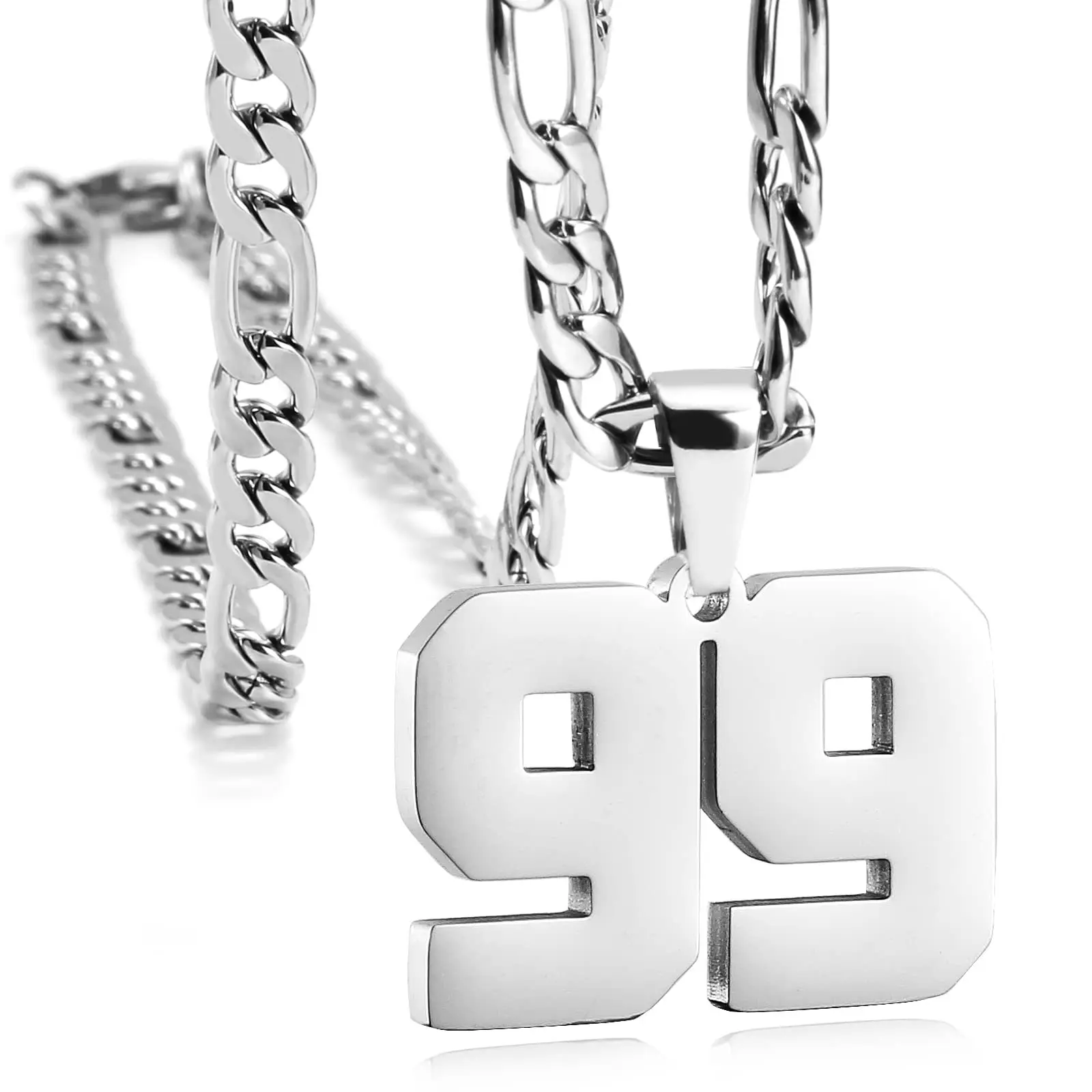2024 New Wholesale Athlete Stainless Steel Pendant Arabic Numerals Necklace Fashion Jewelry Gift for Men  Women