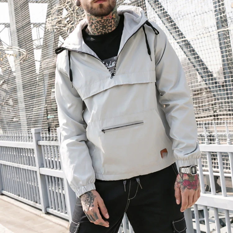 OEM New Arrival Custom Vintage Street Casual Wear WaterProof Stylish Zip Pullover Green Anorak Men Jacket